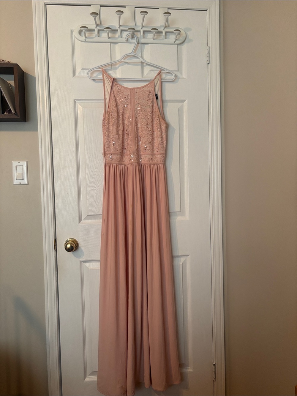 Sleeveless Beaded Pink Maxi Dress